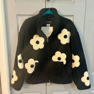 A Teddy Fleece Bomber Flower Jacket by Mark Edwards Studio
